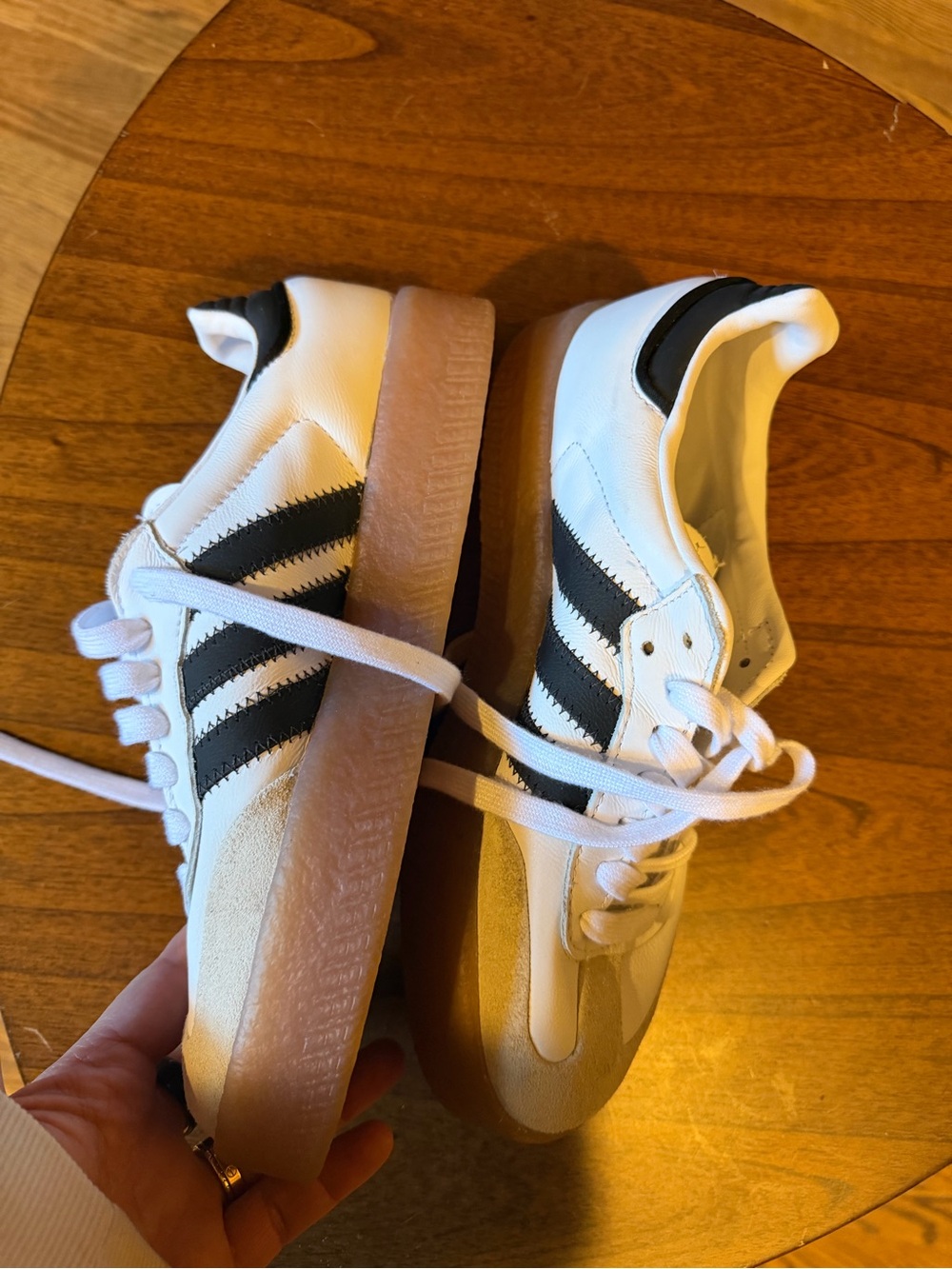 adidas Samba Sneakers in White with Black Stripes - Picture 2 of 6
